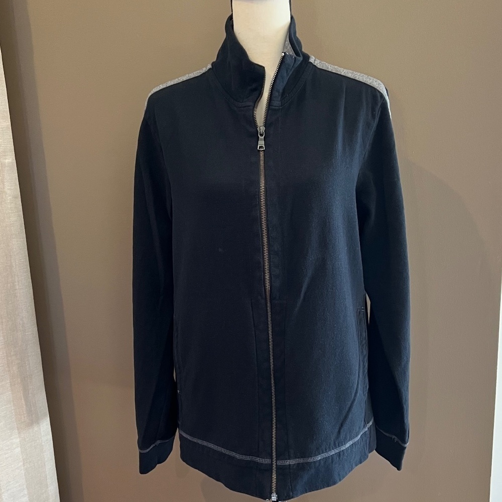 Banana Republic Men's Black & Gray Full Zip Sweater sweatshirt, Size Large